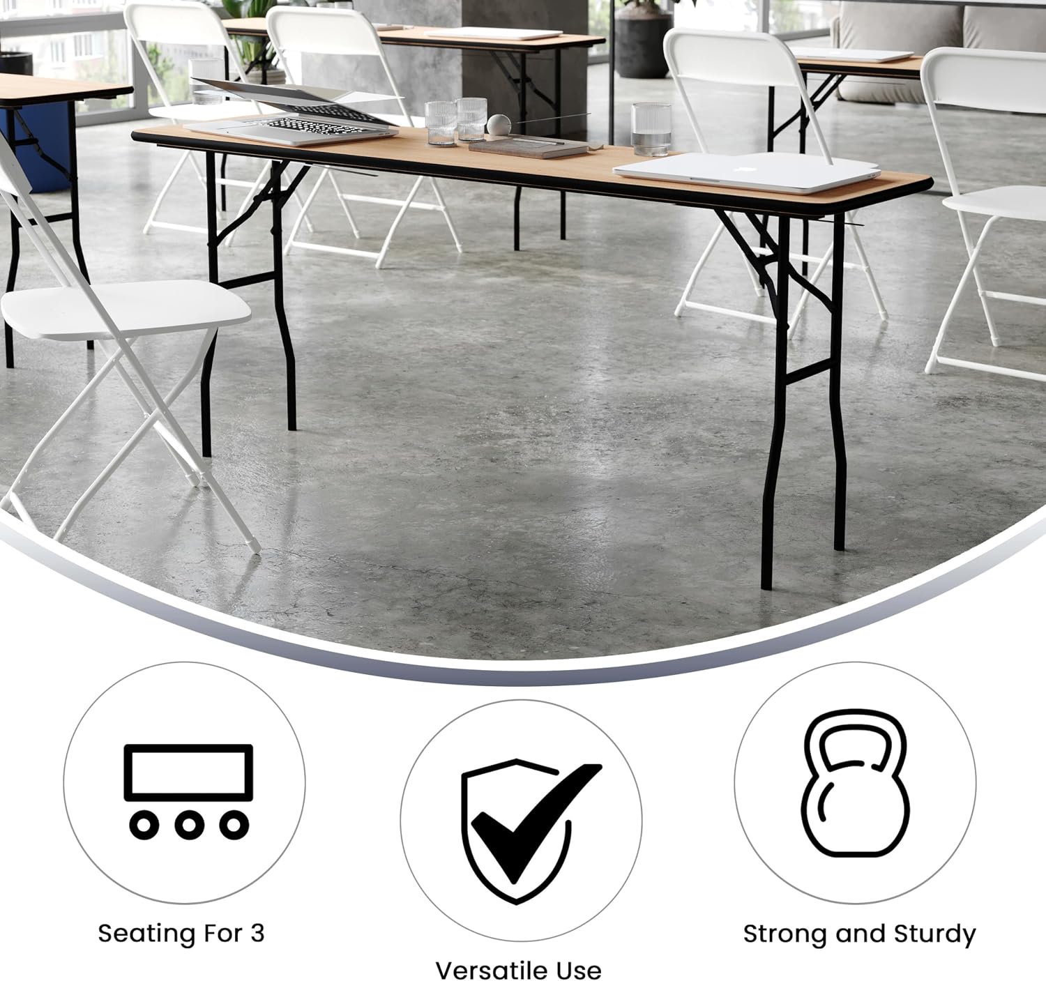 Flash Furniture Gael 6' Wood Folding Training and Event Table, Rectangular Folding Training Table with Smooth Clear Coated Finished Top, Natural