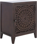 SAFAVIEH Furniture - Thea 1-Door Carved Nightstand - Brown - Mango Wood - Artisan Global Design - Ideal for Bedroom, 20'W x 14'D x 26'H - Fully Assembled (NST5300A)