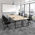 Bonzy Home 12FT Conference Table, Modern Large Meeting Table Office Desks for 16 Person, Long Rectangle Table with Sturdy Metal Frame, 4 PCS, 142' D x 64' W x 30' H, Natural