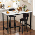 Recaceik 3 Piece Bar Table with Stools Set for 2, Modern Faux Marble High Top Small Dining Table and Chairs, Pub Bistro Set for Dining Room, Kitchen, Breakfast Nook, Small Space, Apartment