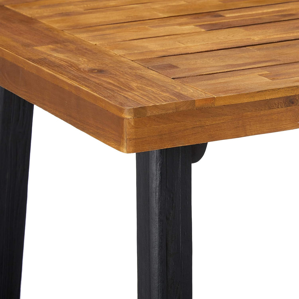 Christopher Knight Home Toby Outdoor Acacia Wood Dining Table, Sandblast Teak Finish and Black