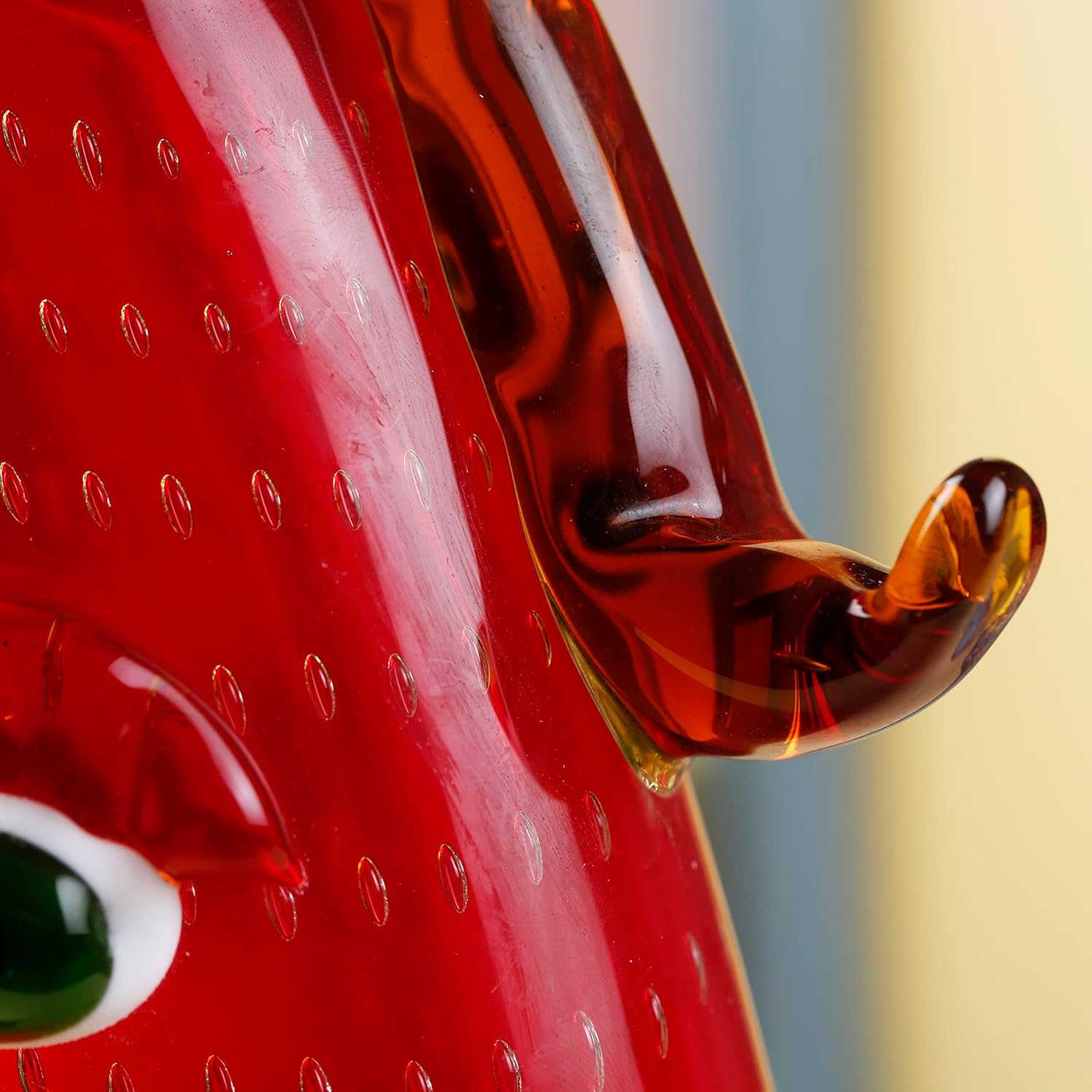 Yao Yuan Murano-Style Art Glass Vase with a Face - 12.6' Tall Mouth-Blown Artistic Sculpture with Vibrant Colors & Accents - Rich Colored Home Décor