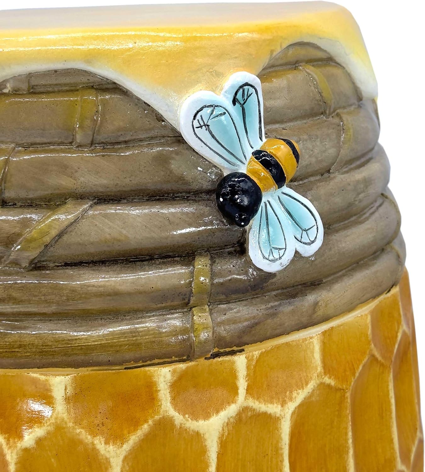 Galt International Honeycomb Stool Side Table w/Bees & Honey Top 17' | Cute Fantasy Yellow Golden Honey Hive Basket Fun Eclectic Home Decor Resin