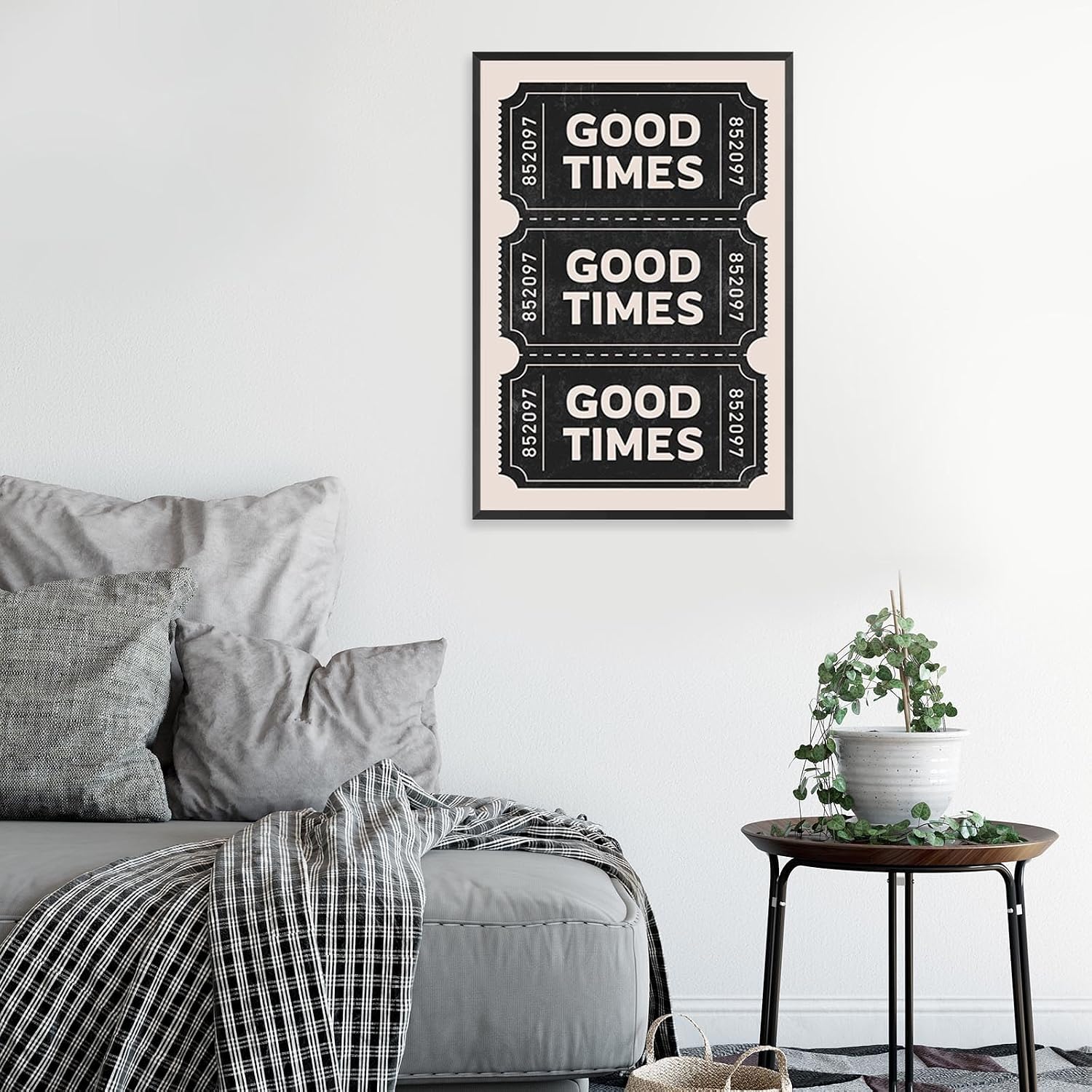 Vintage Black Good Times Ticket Print Poster Trendy Retro Black Room Aesthetic Wall Art Bar Cart Canvas Art Prints For Girly College Dorm Apartment Bathroom Wall Decor 24x36in Framed
