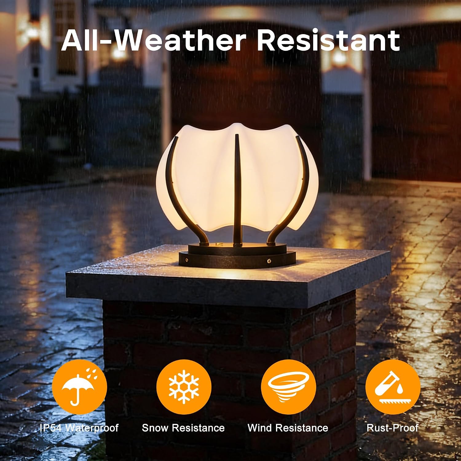 Solar Post Lights, IP54 Modern Pillar Light, Waterproof Column Lamp Outdoor, Dusk to Dawn Solar Post Cap Light with 3200K LED,Fence Deck Cap Lights for Garden Deck Patio Outside Lighting (Flower)