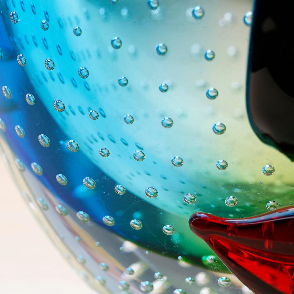 Yao Yuan Hand Blown Art Glass Vase with face Art,Murano Glass Style,Multi-Colored