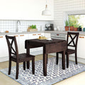 LUMISOL 3-Piece Drop Leaf Dining Table Set for 2, 3-Piece Extendable Bar Table Set with 2 Chairs for Small Spaces, Easy Assembly Home Furniture, Espresso