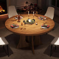 Round Dining Table for 4-6 People, 43.3 Inch Circle Kitchen Table with Sturdy Legs & Adjustable Foot Pads, Modern Farmhouse Dinner Table for Dining Room and Apartment, Walnut