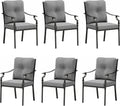 Sophia & William Outdoor Patio Dining Chairs Set of 6, Heavy Duty Outdoor Furniture Chairs with Thickened Cushions, Wrought Iron Deck Chairs for Backyard, Poolside, Balcony and Garden