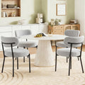 DUMOS Dining Chairs Set of 2, Mid Century Modern Chair Round Upholstered Curved Backrest, Kitchen Vanity Living Room Chairs with Black Metal Legs，Light Grey