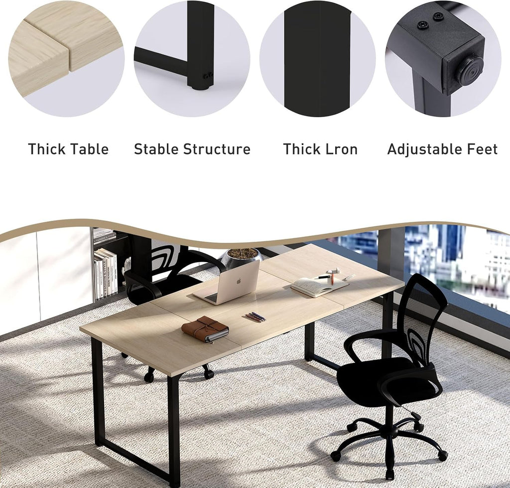 Bonzy Home 6FT Conference Table, 71' L x 32' W x 30' H Long Rectangle Meeting Table, Modern Seminar Table with Super Sturdy Metal Frame for Office, Natural