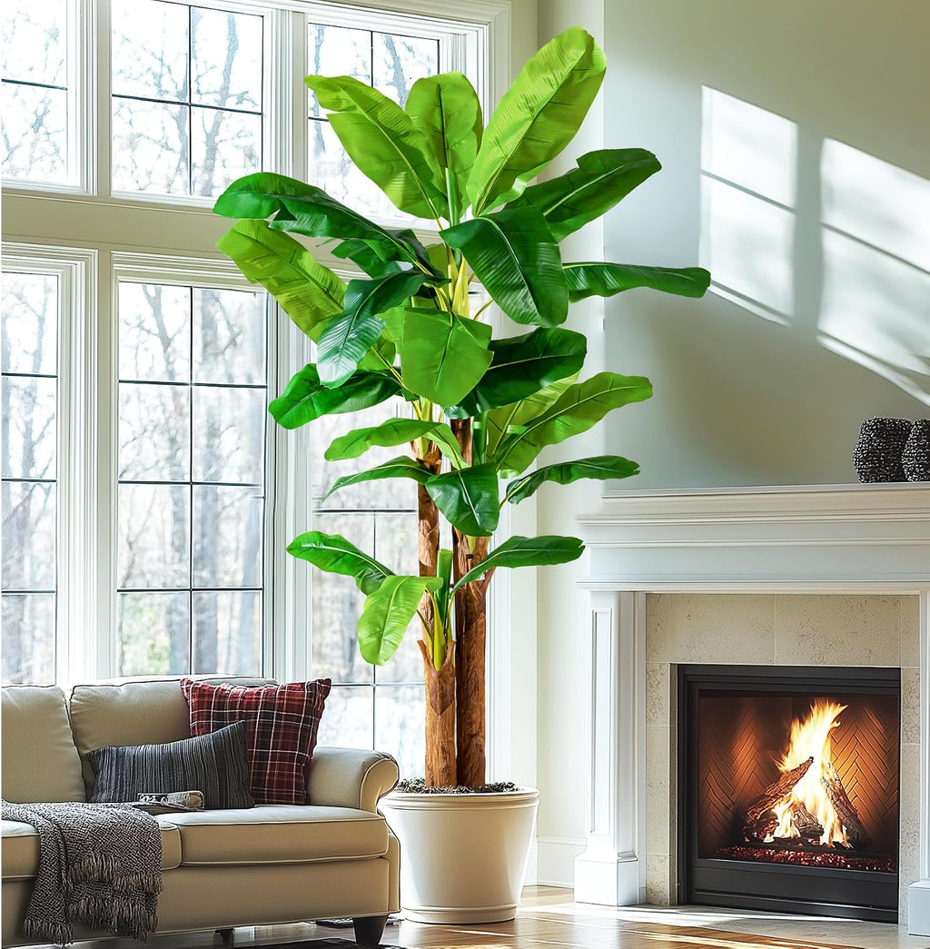 Erimda 9FT Artificial Banana Tree Tall Fake Banana Leaf Plant Faux Banana Silk Tree Faux Banana Leaves for Home Swimming Pool Indoor Outdoor Patio Tropical Decor