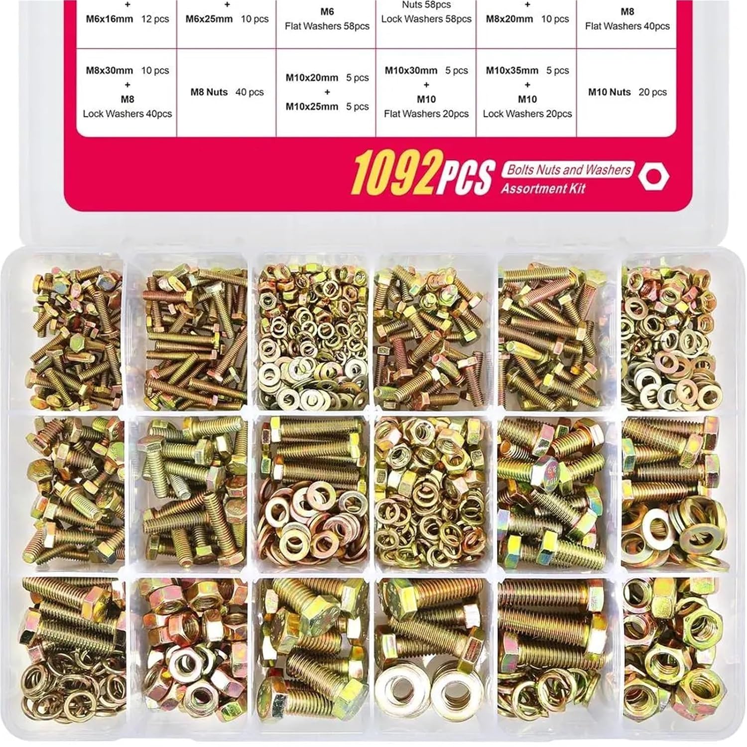Set Screw Assortment Kit 1092PCS Steel Grade 8. Heavy Duty Metric Bolts and Nuts Kit for Homeowners,DIYers,Mechanics,Industrial Workers