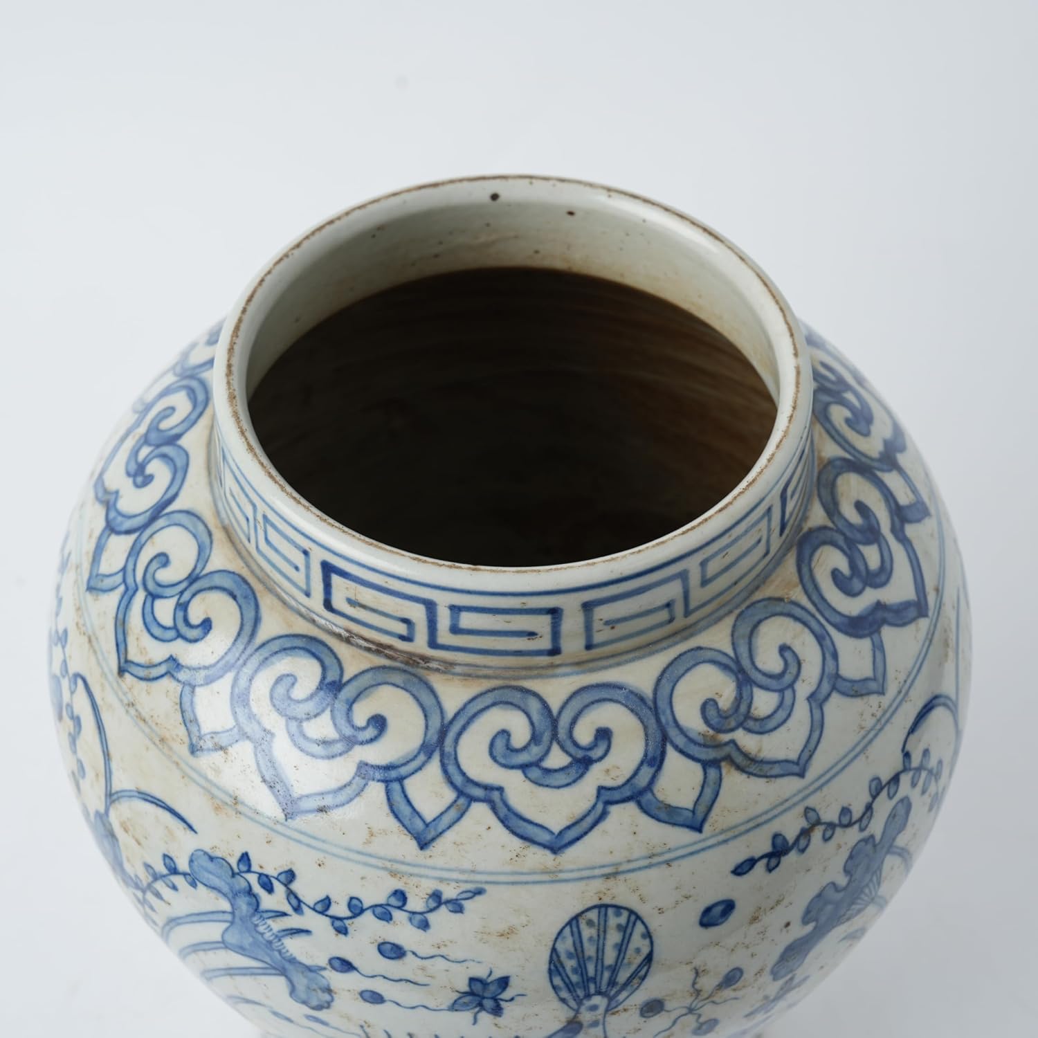 Handmade 41' Ceramic Ginger Jar w/Lid - Classic Chinese Style Porcelain Jar Tea Storage for Home Decor DecorativeTemple Jar Centerpiece Vintage Accent Antique Vase (Blue And White)