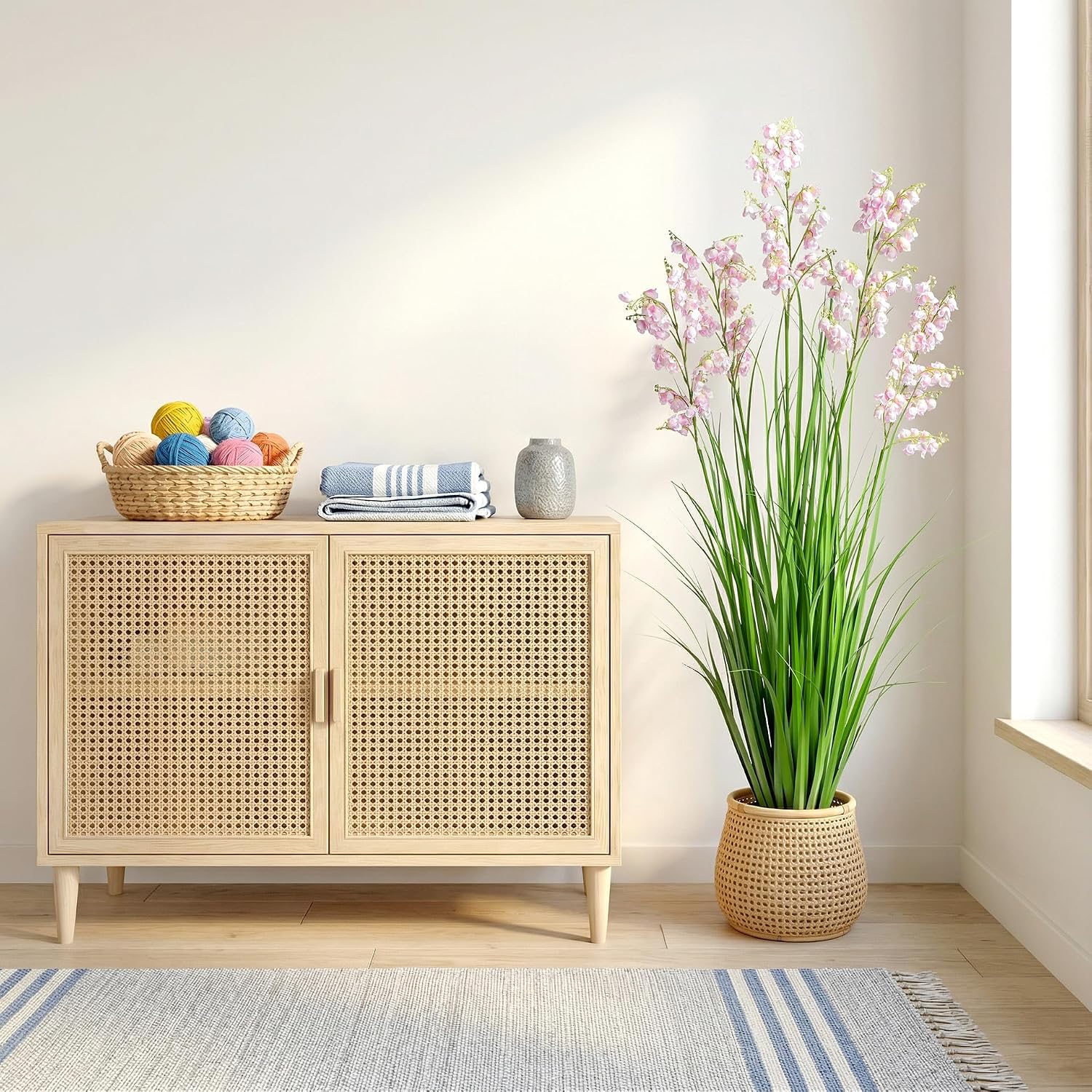 Ttranewsoo Green Onions Home Decor Fake Plants Lily of The Valley Snake Plant Home DéCor Accents Artificial Grass Room Decor Artificial Plants Indoor Artificial Grass 47' 2PCS（Pink）