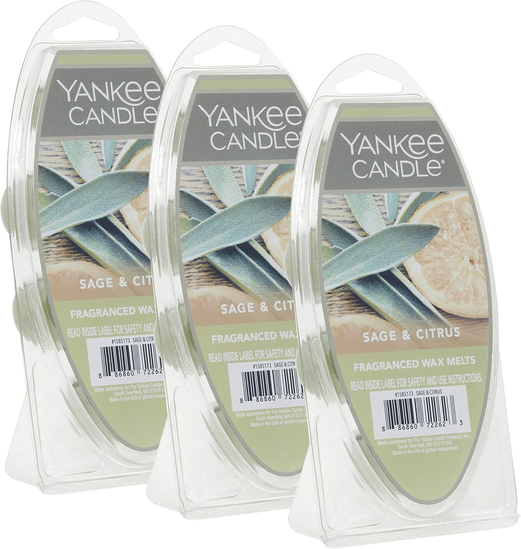 Yankee Candle Scented Wax Melts for Wax Warmers, Candle-Wax Melts Refills, Long Lasting Home Fragrance, Sage & Citrus, 6 Count (Pack of 36)