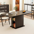 Extendable Black Kitchen Dining Table for 4-6, 47-65 Inch Rectangle Dining Room Table with 2 Doors, Large Storage, Wood Fluted Mid Century Modern Furniture for Dinner, Living Room, Space Saving