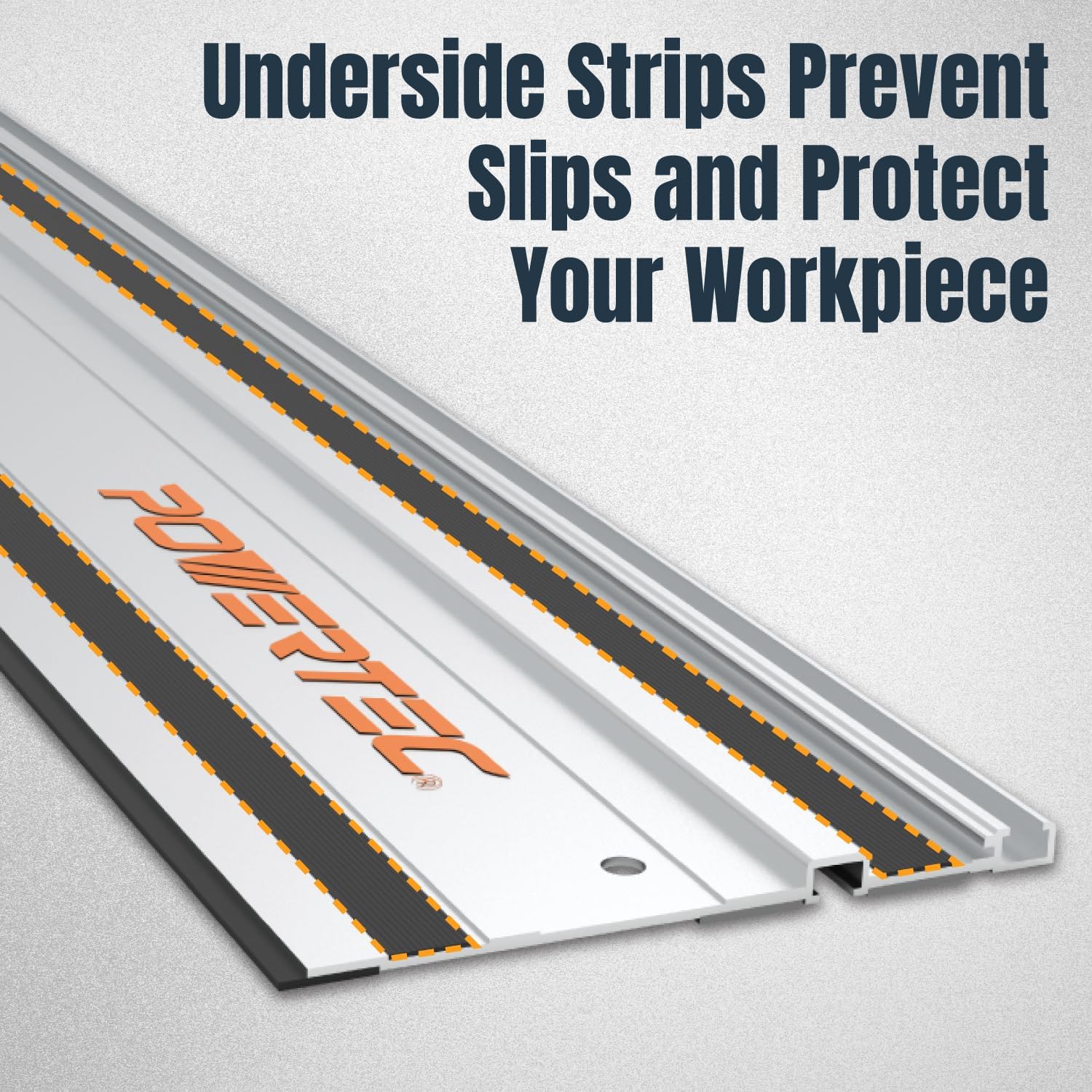 POWERTEC 110' Track Saw Guide Rail Joining Set for Milwaukee Track Saws - Includes 2x55' Aluminum Extruded Rails and Connectors for Woodworking Projects, 71871