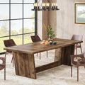 Tribesigns 70.87-Inch Large Dining Table: Wood Long Dining Room Table for 6-8, Rectangular Farmhouse Kitchen Dinner Table with Solid Pedestal, Rustic Brown