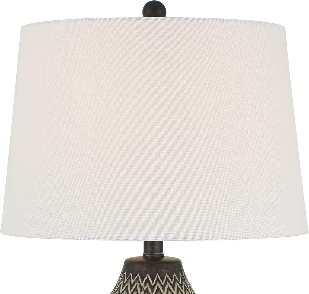 360 Lighting Arizona 27 1/2' Tall Modern Southwestern 3-Way Table Lamps Set of 2 Zig-Zag Black Beige Finish Fabric White Shade Living Room Bedroom Bedside Nightstand House Office Home Reading