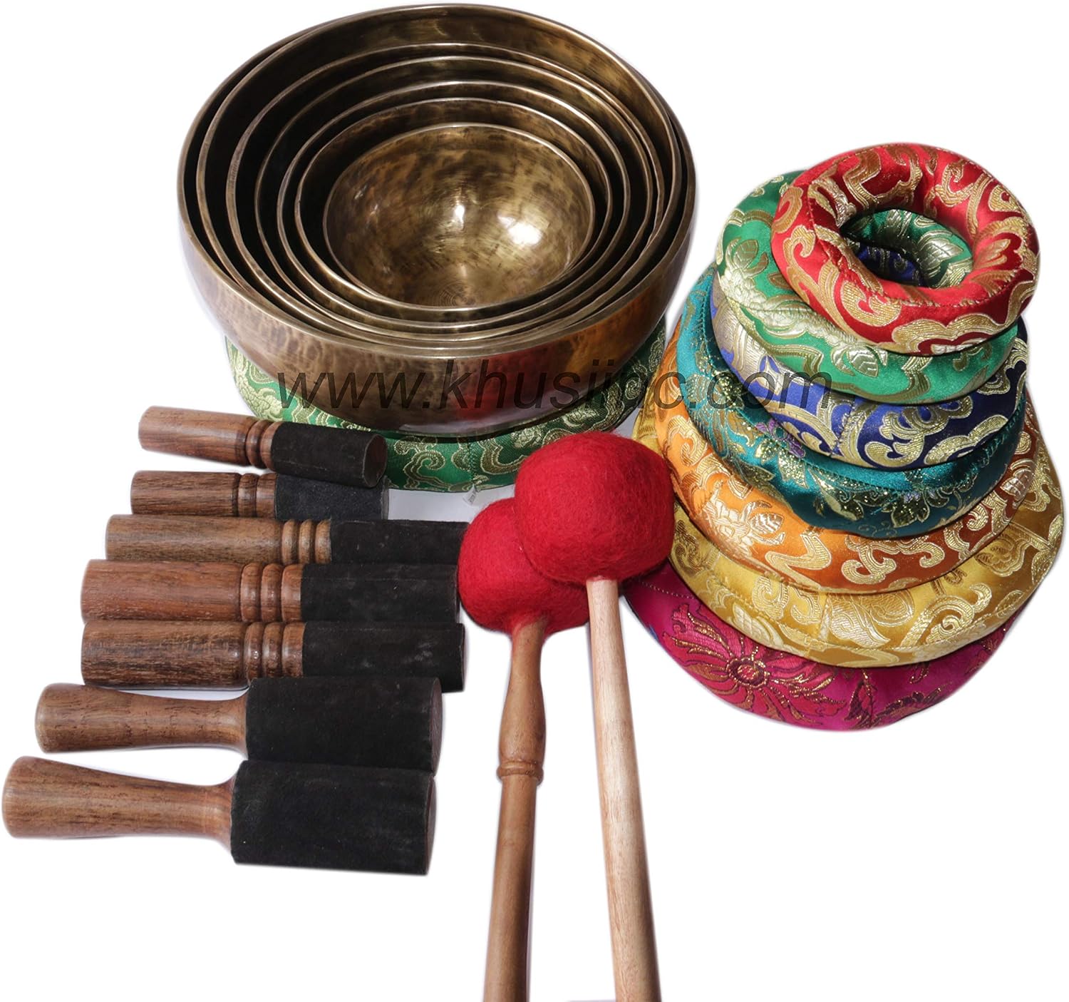 Singing Bowl set of 7,Antique~ Hand hammered Seven chakra Singing Bowls,for chakra healing, meditation, Zen-practice .Crafted in Nepal.