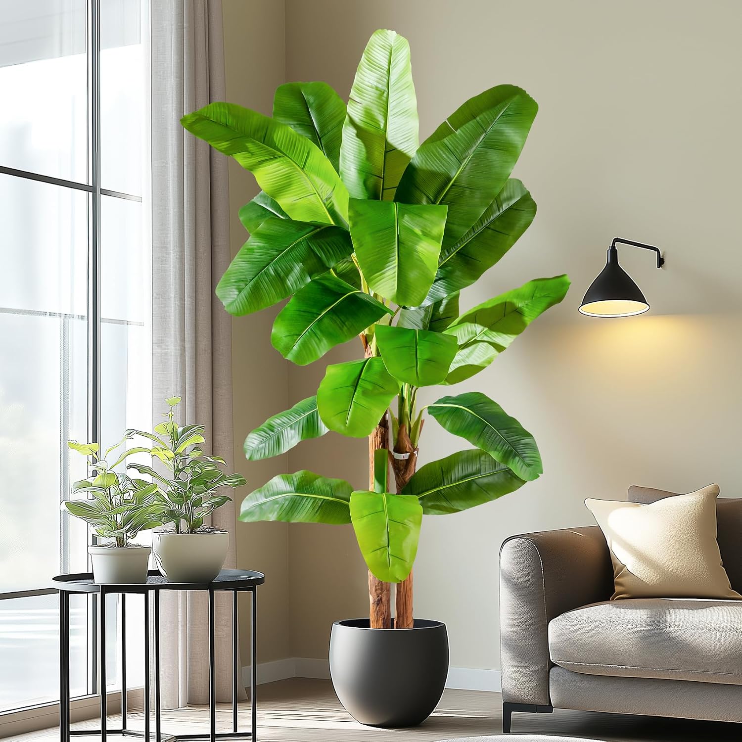 Erimda 7.2FT Artificial Banana Tree Tall Fake Banana Leaf Plant Faux Banana Silk Tree Faux Banana Leaves for Home Swimming Pool Indoor Outdoor Patio Tropical Decor