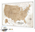 IPIC - Large Vintage Push Pin Travel Map USA, Pin Board Canvas Wall Art, United States Maps for Wall, Giclee Print on Canvas, Handcrafted in USA, 36x24