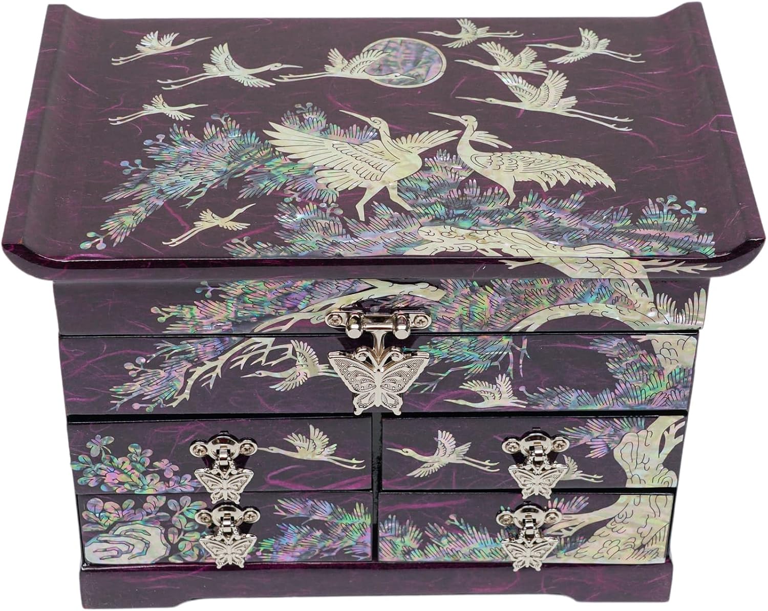 February Mountain Mother of Pearl Handcrafted Mother-of-Pearl Jewelry Box with Traditional Korean Design Mother's day Graduation Birthday Gifts for Women