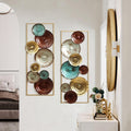 LuxenHome Metal Wall Art, Set of 2 Modern Multi-Color Gems Abstract Wall Decor Panels with Frame, 35' Hanging Sculptures Decor for Living Room, Metal Artwork Accent for Bedroom Dining Room Office
