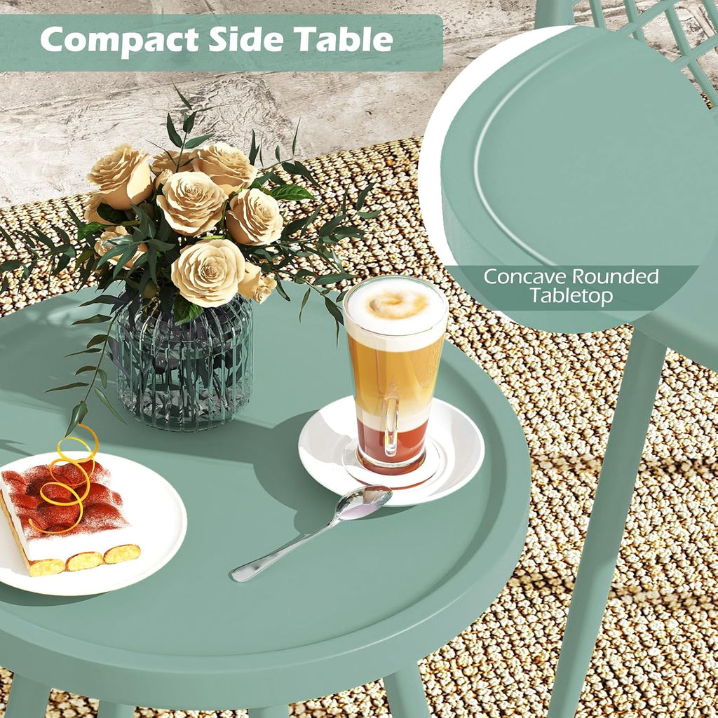 Tangkula 3 Piece Patio Bistro Set, All Weather Heavy Duty Table and Chairs Set of 2 with Widen Seats, Outdoor Furniture Set for Porch, Balcony, Backyard (Green)