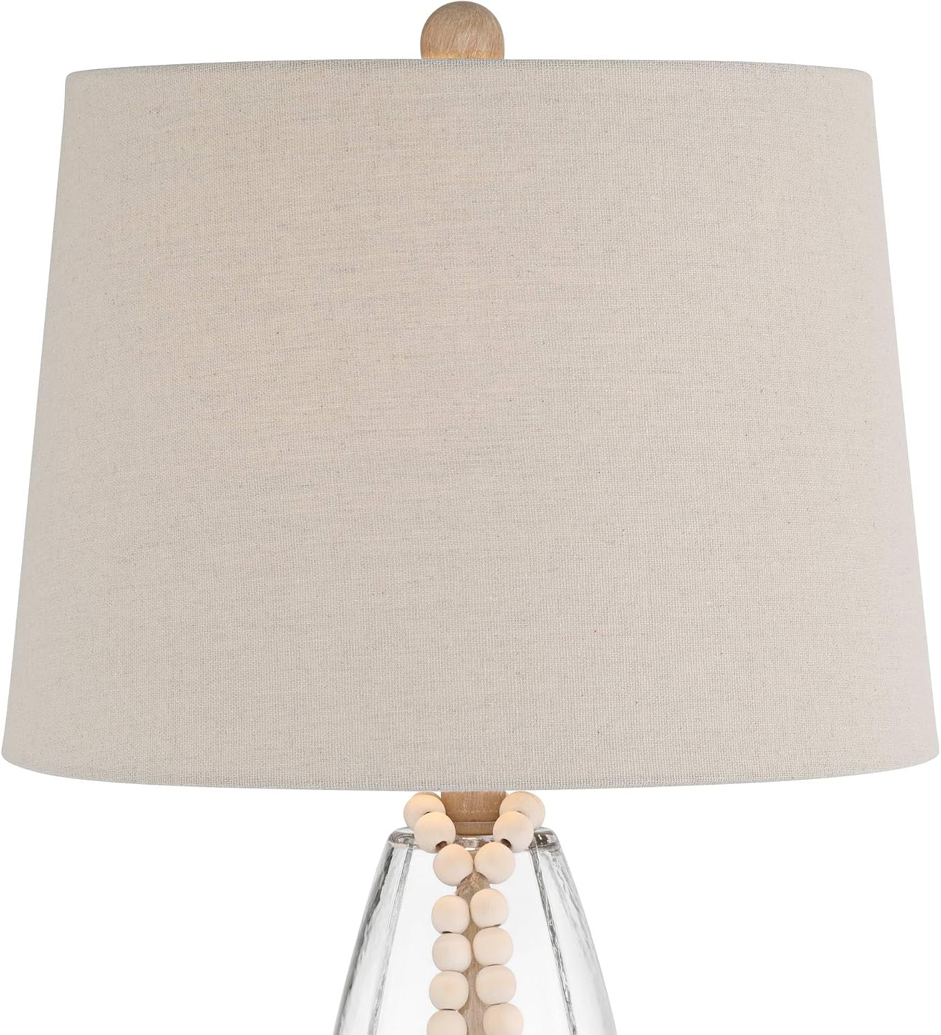 360 Lighting Tibet 27' Tall Modern Coastal 3-Way Table Lamps Set of 2 Clear Glass Fabric White Shade Living Room Bedroom Bedside Nightstand House Office Home Reading Kitchen Entryway Console Family