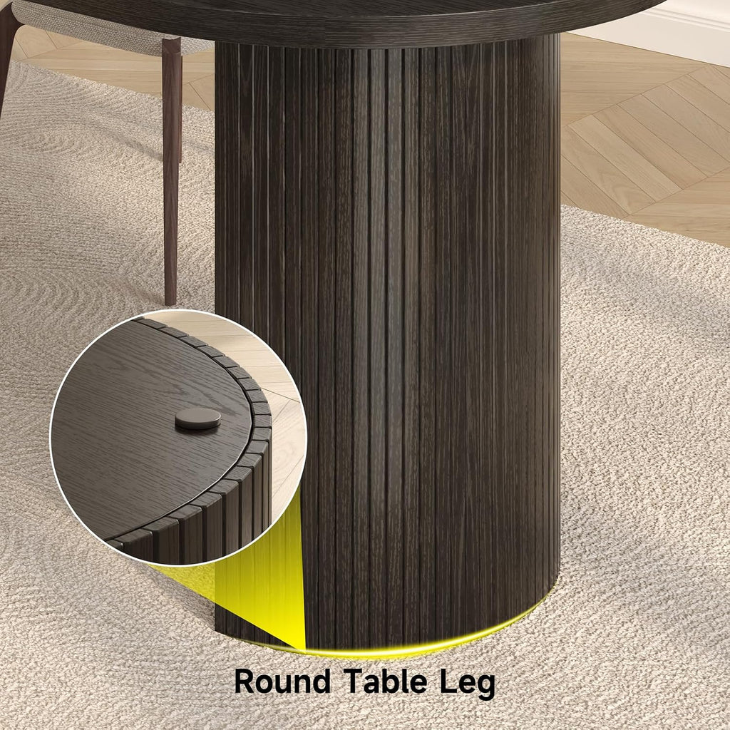 ONBRILL 70.8 Inch Dining Table for 4-6, Oval Dining Room Table with Curved Fluted Wood Strip Base, Mid-Century Modern Kitchen Tables with Footpads, Dinner Tables for Living Room, Dining Room, Black