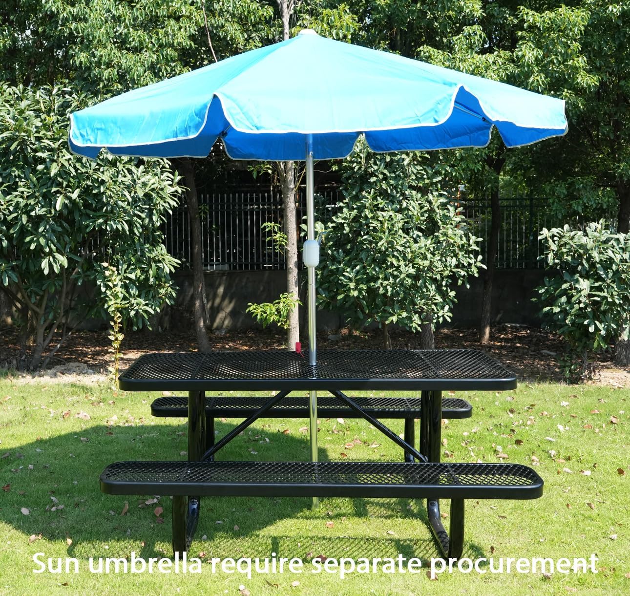 Heavy Duty 6' Rectangular Picnic Table, Expanded Metal, Black (72' Long)