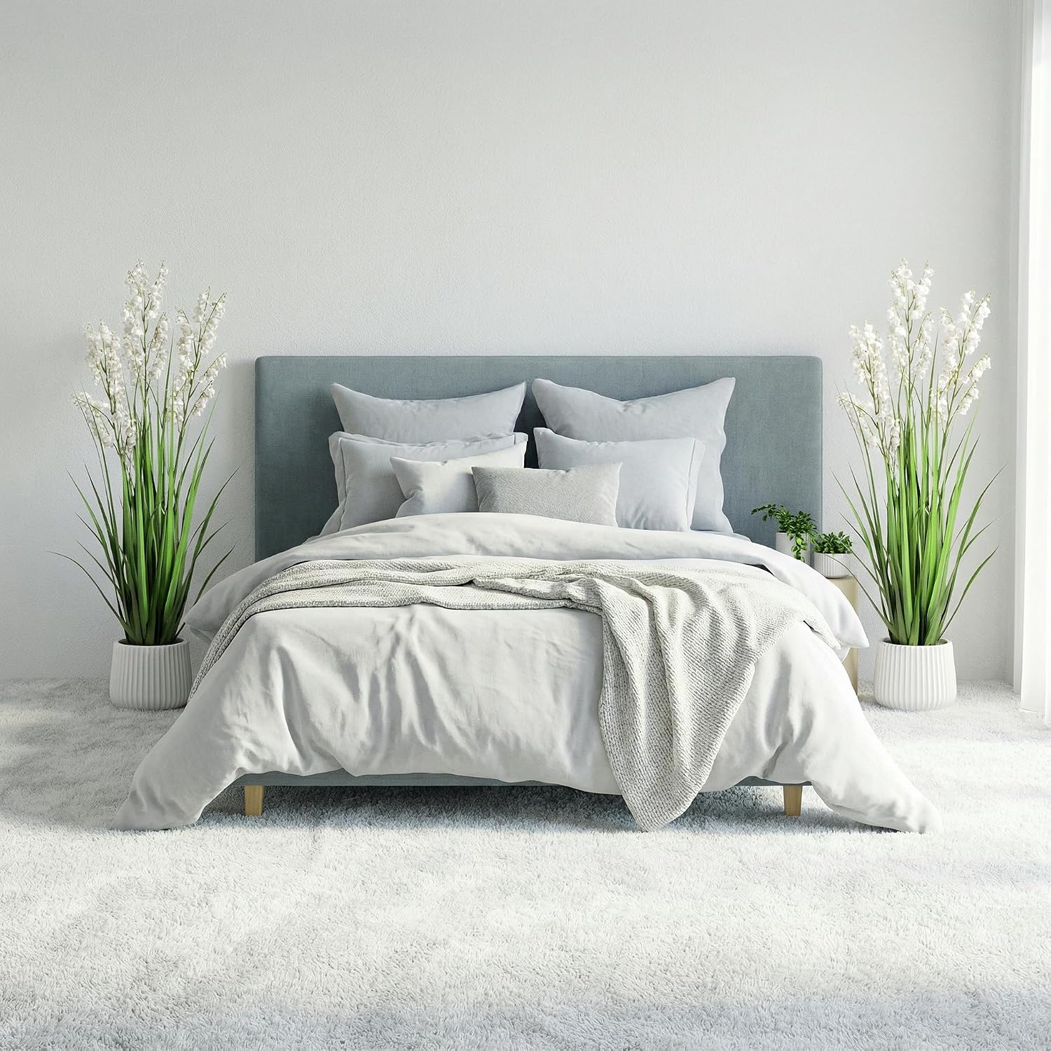 Fake Plants Home Decor Fake Flowers Artificial Plants Outdoor Tall Grass Plant Artificial Pampas Grass Decor Artificial Plants Indoor Fake Grass Living Room Decor Artificial Grass 36'2PCS White
