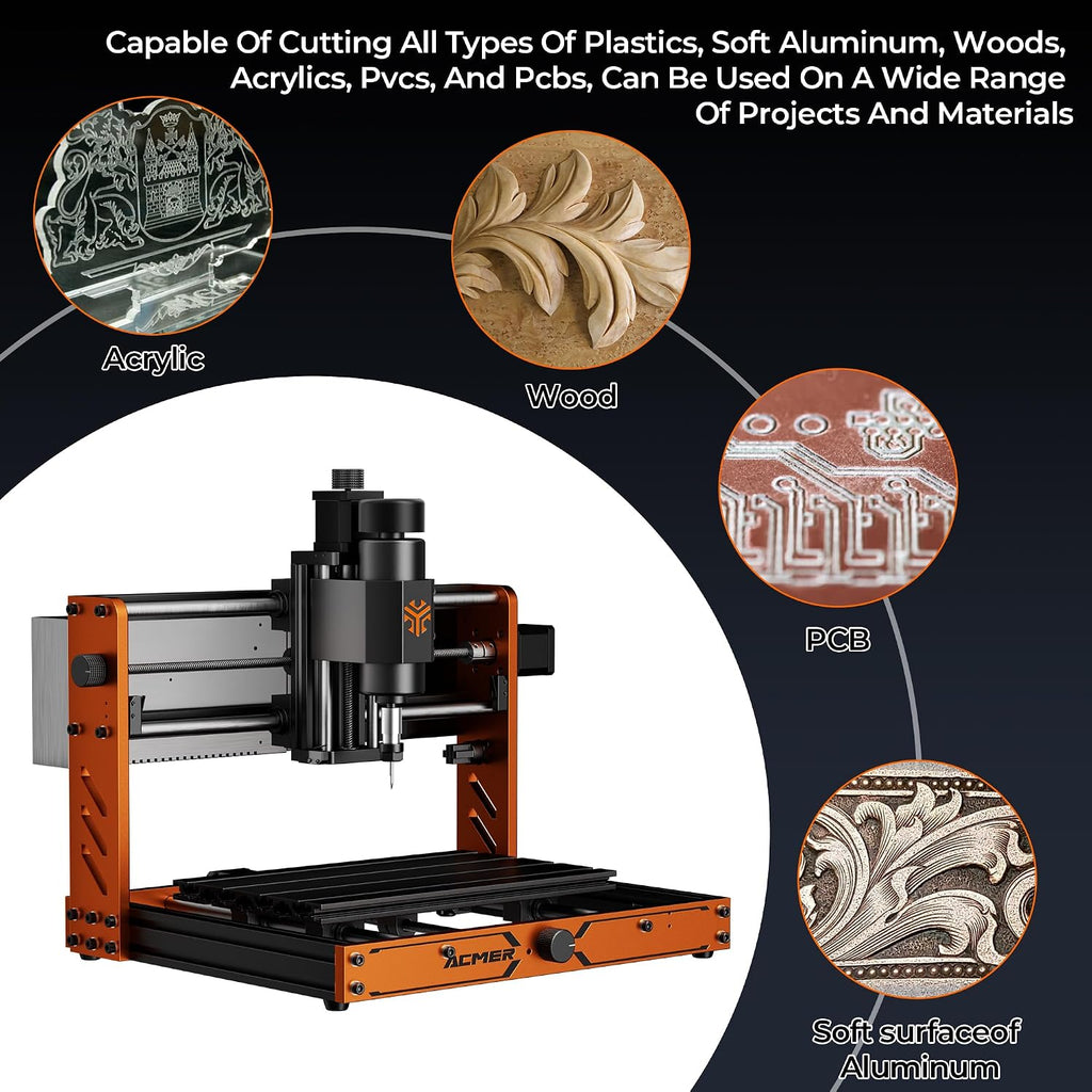CNC Router Machine, ACMER Ascarva 3 S 500W CNC Milling Machine, Working Area 11.81' x 7.09' x 3.07' for Wood Plastic Metal Acrylic MDF Nylon Carving Cutting