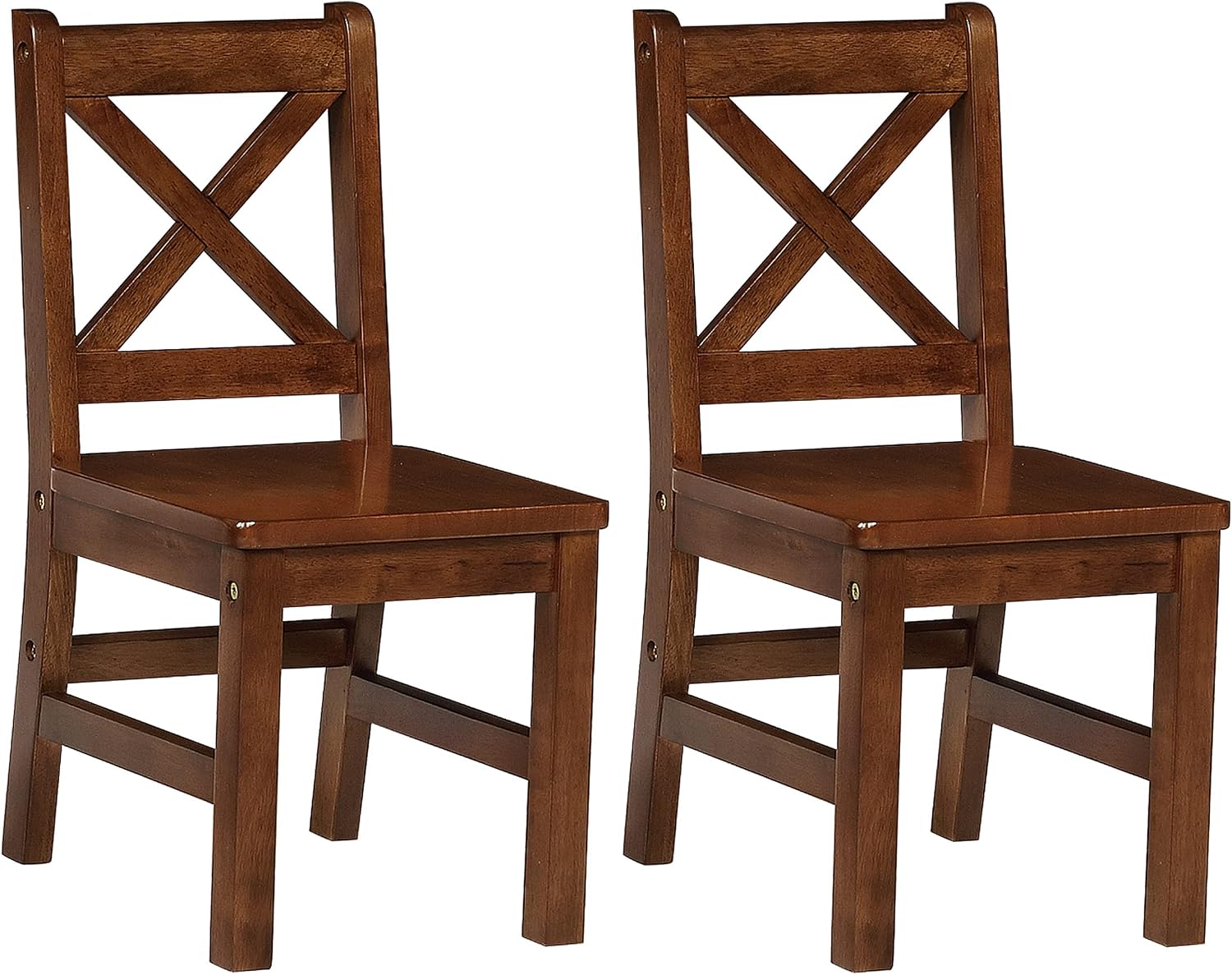 eHemco Solid Hard Wood Kids Table and Chair Set (2 Chairs Included), Coffee, 3 Piece Set