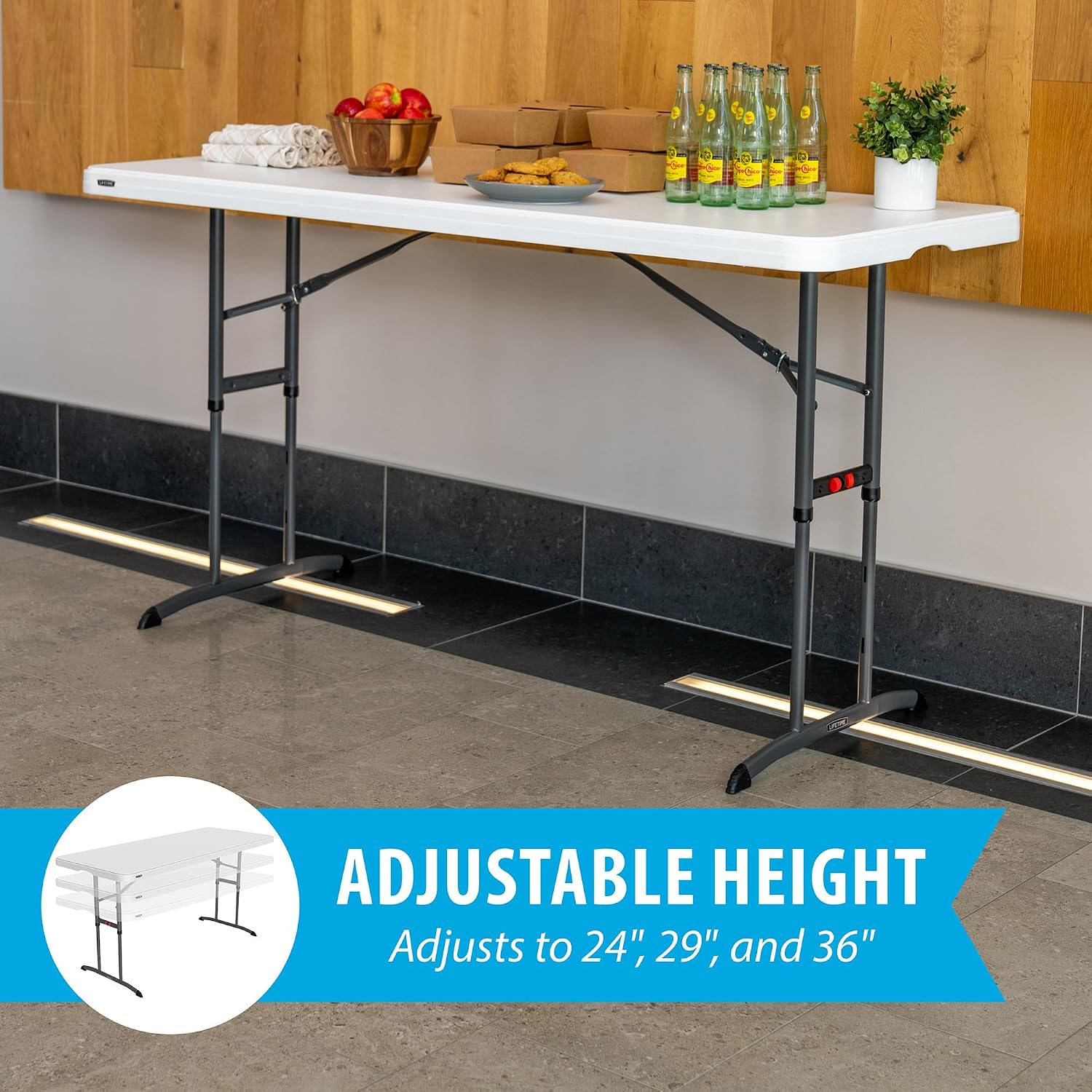 Lifetime 6-Foot Adjustable Height Nesting Table, Commercial, White Granite