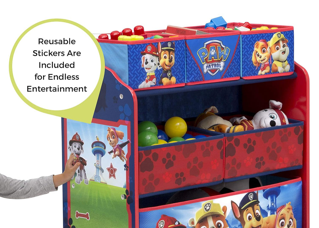 Delta Children Kids Table and Chair Set with Storage (2 Chairs Included) Plus Design & Store 6 Bin Toy Storage Organizer - Ideal for Arts & Crafts, Homeschooling, Homework & More, Nick Jr. PAW Patrol