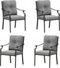 Sophia & William Outdoor Patio Dining Chairs Set of 4, Heavy Duty Outdoor Furniture Chairs with Thickened Cushions, Wrought Iron Deck Chairs for Backyard, Poolside, Balcony and Garden