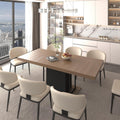 78.74'' Extendable Rectangular Dining Table for 4-8, Modern Mid-Century Wood Expandable Kitchen Dinner Conference Table for Living Room Office, Widen Pedestal Base, Black & Brown