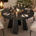 IDEALHOUSE 47' Round Dining Table for 4-6, Wood Kitchen Table with Sturdy Base, Farmhouse Circle Dinner Table for Dining Room, Living Room, 4 Strong Legs, Black