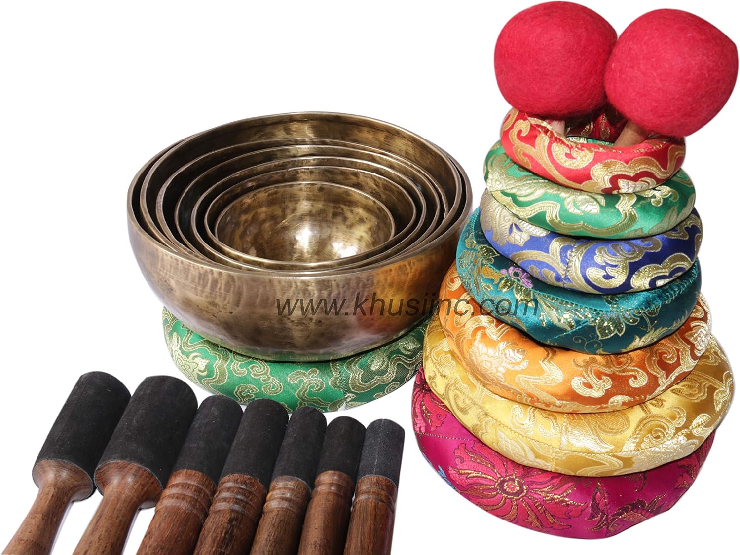 Singing Bowl set of 7,Antique~ Hand hammered Seven chakra Singing Bowls,for chakra healing, meditation, Zen-practice .Crafted in Nepal.