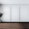 Pangdam 3 Set Peel and Stick Wall Molding Kit Scalloped Wainscot Wall Panel Premade Accent Molding Wainscoting Ready to Assemble Wainscoting Panel for Home Decor (108''x50'',96''x37.5''Elegant Style)