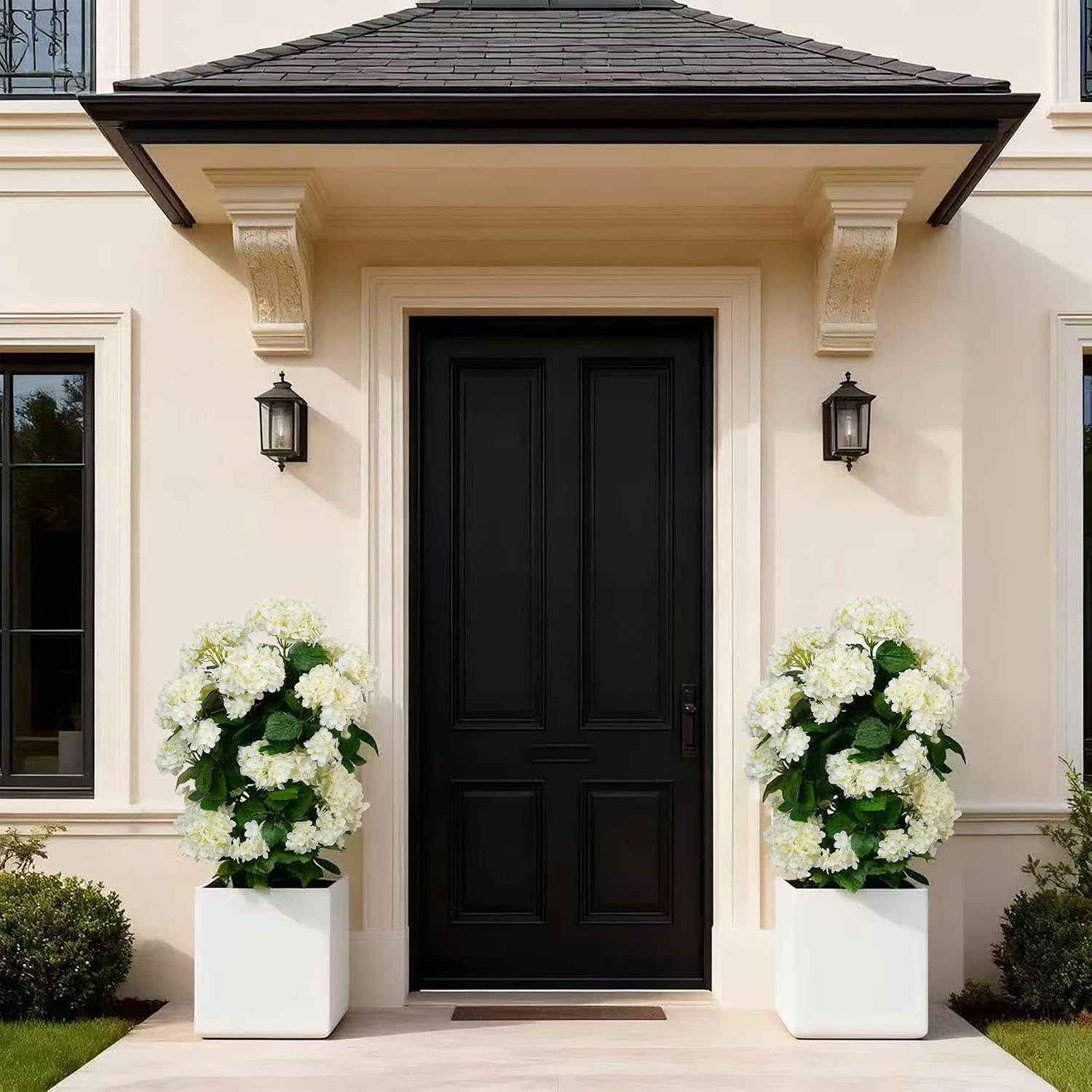 Faux Hydrangea Tree 30' Tall (2 Pack), Artificial Hydrangea Plant in Pot with White Flowers, Realistic Hydrangea Tree for Indoor Outdoor Porch, Patio, Home Decor