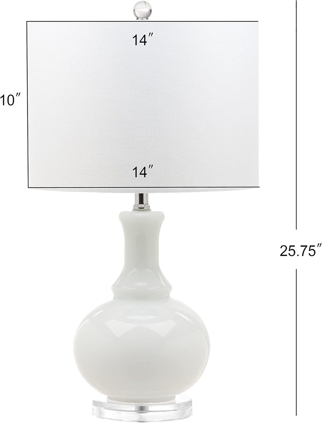 SAFAVIEH Lighting Collection Franny Modern Contemporary White Glass 28-inch Bedroom Living Room Home Office Desk Nightstand Table Lamp Set of 2 (LED Bulbs Included)