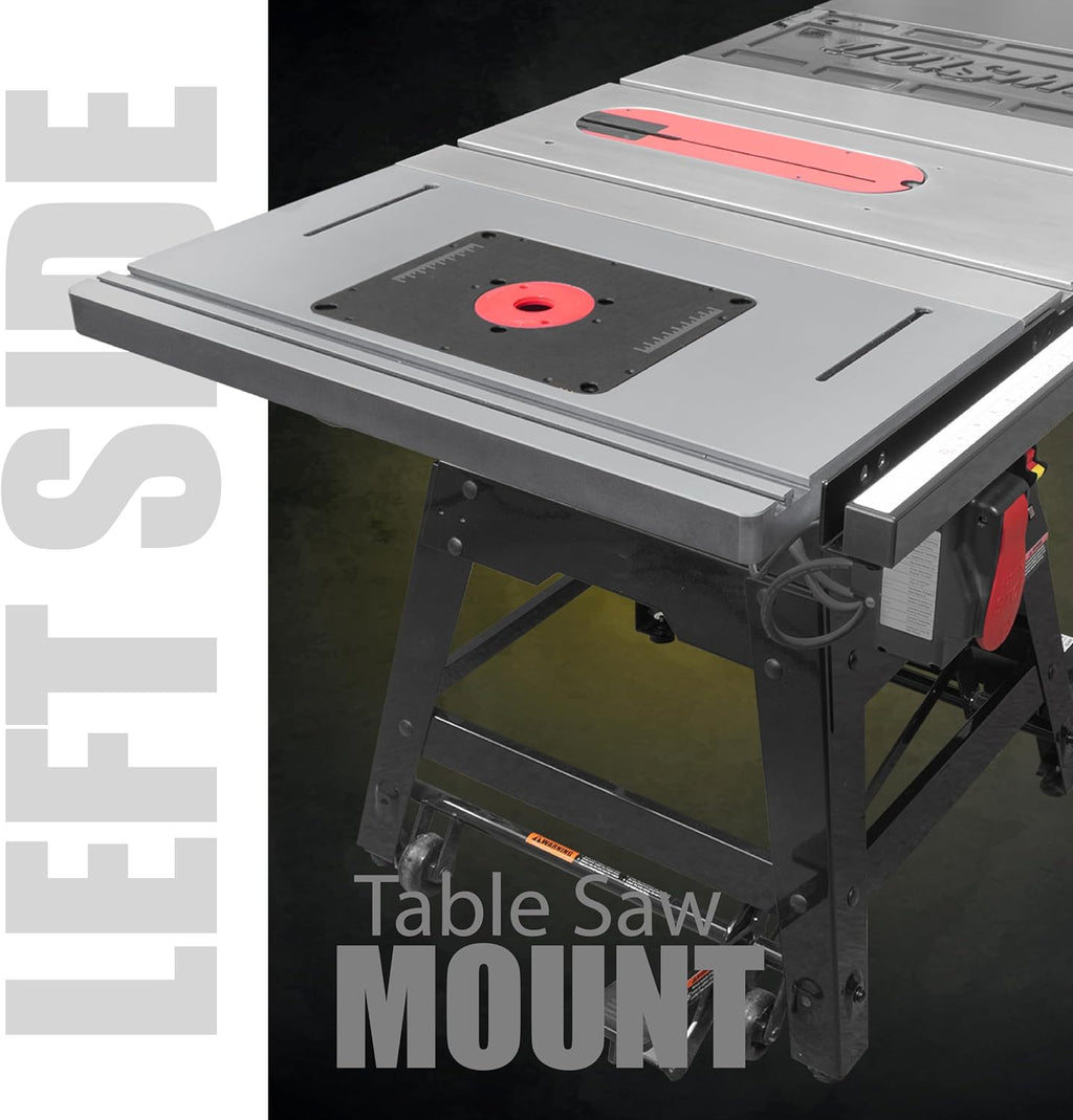 Cast Iron Table Saw Router Extension Wing, 27 inches by 16 inches, Fits Most Standard Size Contractor and Cabinet Table Saws, 9-1/4 inch by 11-3/4 inch Plate Opening, Premium Router Plate