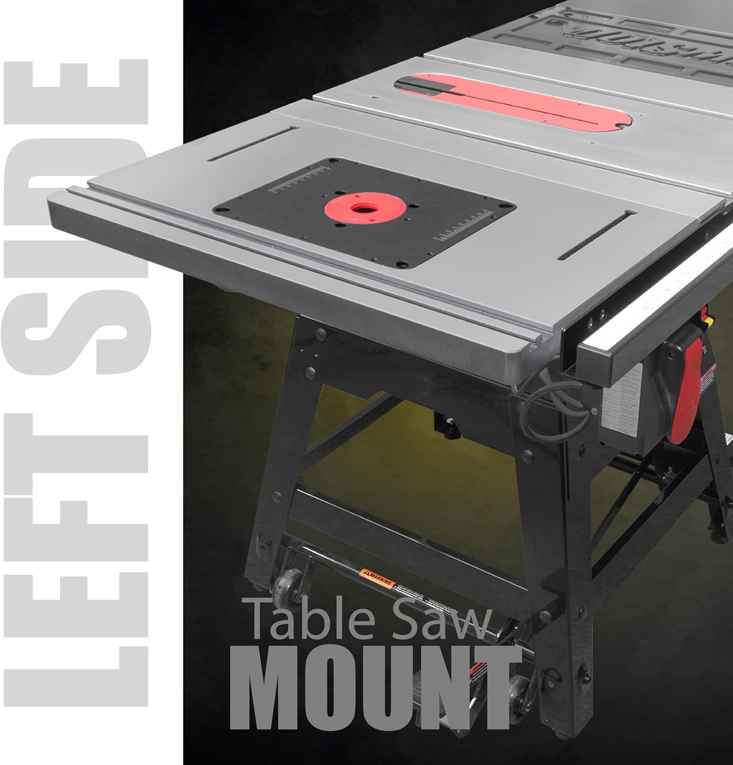 Cast Iron Table Saw Router Extension Wing, 27 inches by 16 inches, Fits Most Standard Size Contractor and Cabinet Table Saws, 9-1/4 inch by 11-3/4 inch Plate Opening, Premium Router Plate