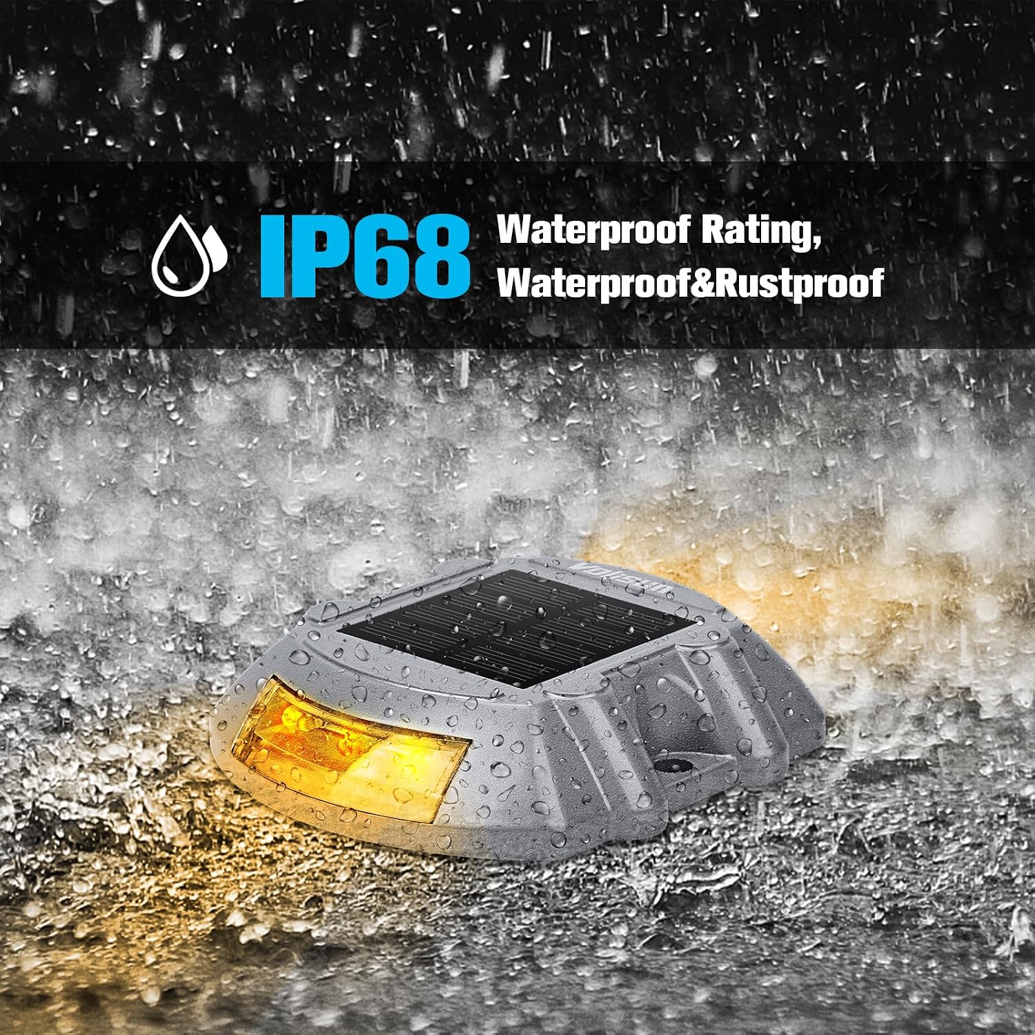 VOLISUN Solar Deck Lights Driveway Dock Light, 12-Pack Led IP68 Waterproof Outdoor Warning Step Lights for Driveway Sidewalk Garden Pathway Yard(Warm White, Auto On/Off