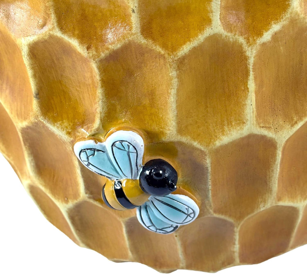 Galt International Honeycomb Stool Side Table w/Bees & Honey Top 17' | Cute Fantasy Yellow Golden Honey Hive Basket Fun Eclectic Home Decor Resin