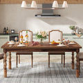 Tribesigns 62' Farmhouse Dining Table for 4-6 People, Large Wood Rectangle Kitchen Table, Modern Dinner Table Kitchen & Dining Room Furniture with Carved Turned Legs